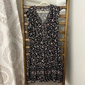 Old Navy Black and Pink Floral Midi Dress